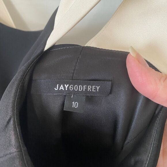 Jay Godfrey Black & Cream Strap Colorblock Sheath Bodycon Blue Zipper Mini 10 - Picture 9 of 14